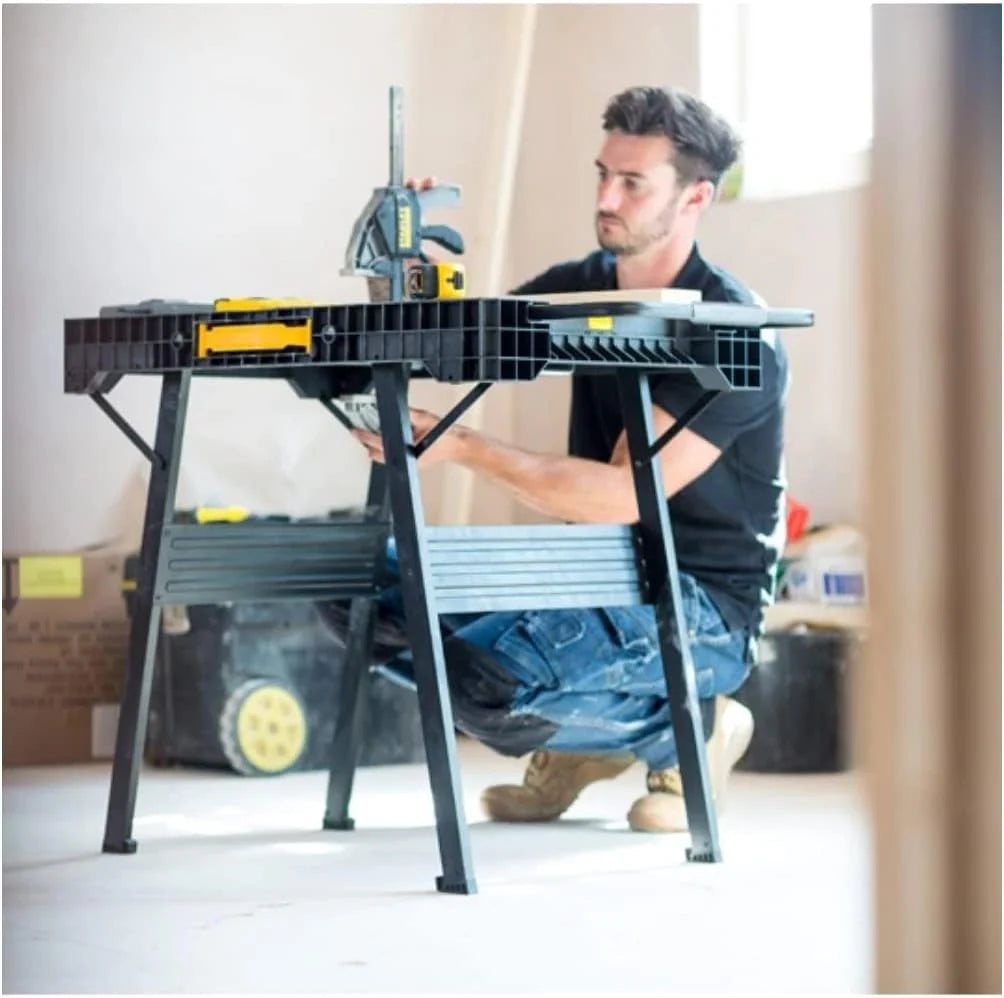 Stanley FATMAX Banco de Trabajo Plegable Express de Stanley - Superficie de Trabajo portátil con Gran Capacidad de Carga de 450 kg, Compatible con Abrazaderas, 10 kg de Peso, FMST1-75672