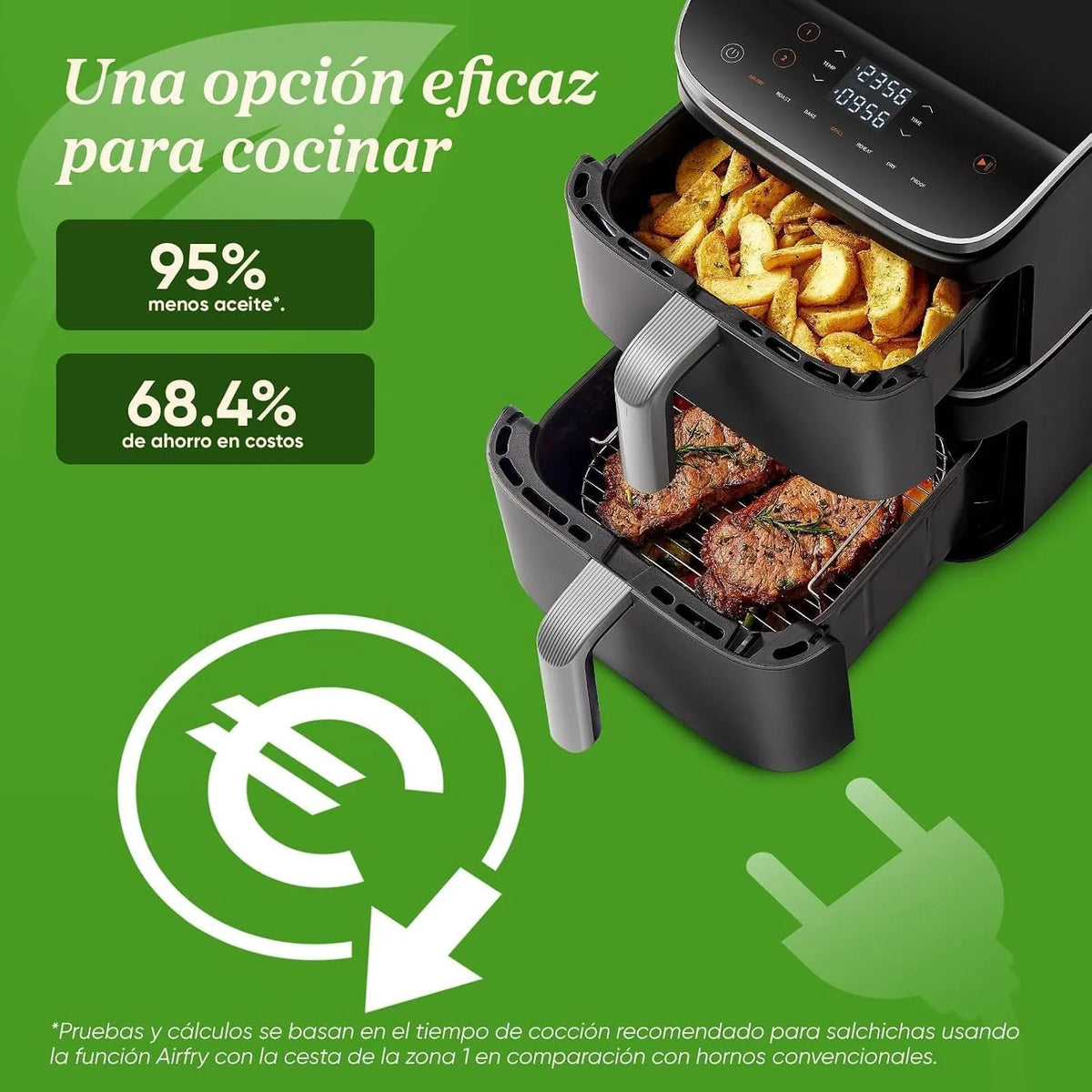 Cosori Freidora de Aire 10,8 L Turbo Tower Pro, Doble Cesta Vertical