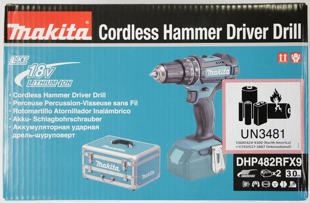 Makita DHP482RFX9 Batería Taladro 18V LXT 62Nm 2x3.0Ah MAKPAC 92 Accesorios