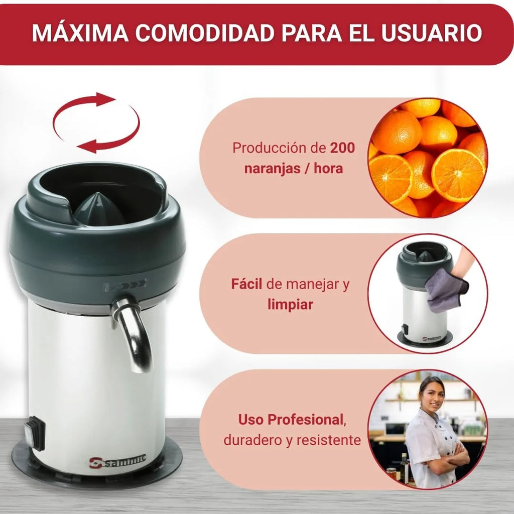 YOMMAK Exprimidor de Naranjas Electrico Profesional Sammic-ECM 130W | Exprimidor Manual Extractor de Zumos y Verduras de Acero Inoxidable Juicer | Repuestos Exprimidores