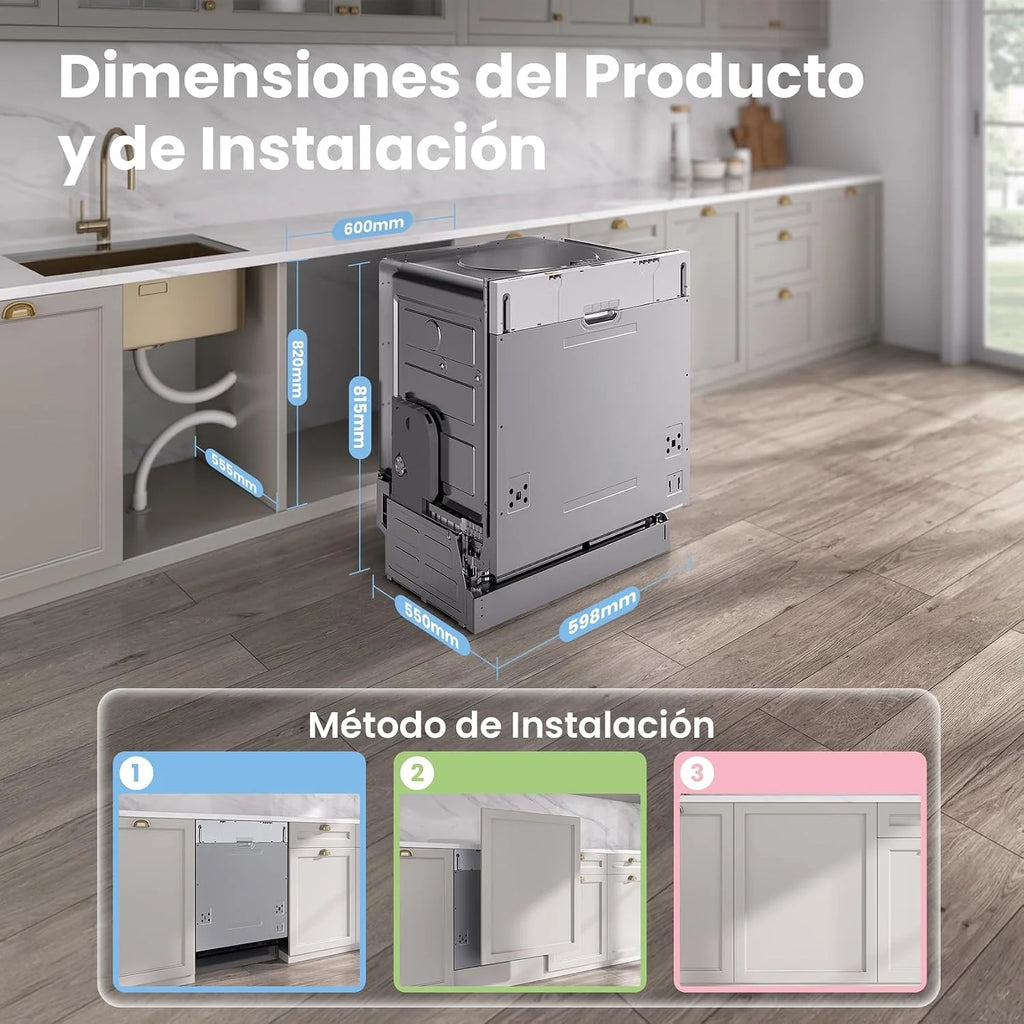 COMFEE' CDWPB1215PB-EU Lavavajillas Integrable, 12 Cubiertos, 60cm, WiFi