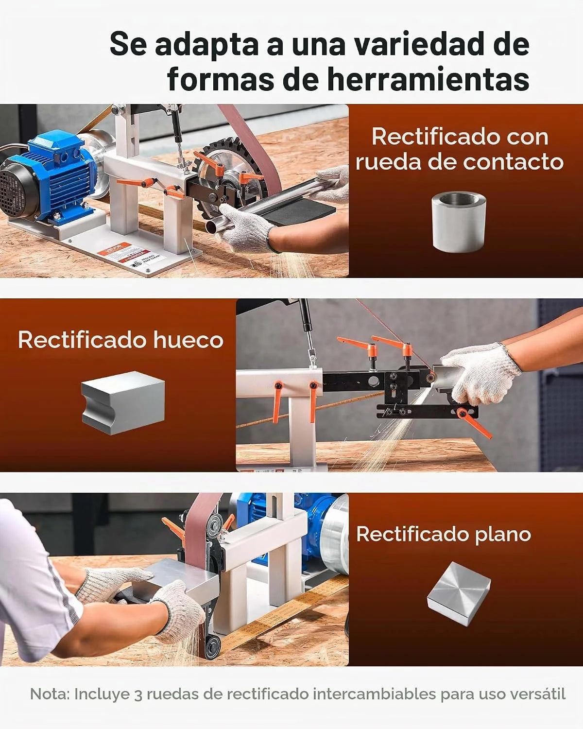 VEVOR Lijadora de Banda, 1500 W Lijadora Eléctrica de Correa con Motor de Cobre Puro, Velocidad Variable 0-2800 r/min, Tamaño de Cintas 5 x 208 cm, Lijadora Pulidora Amoladora para Pulir Herramientas