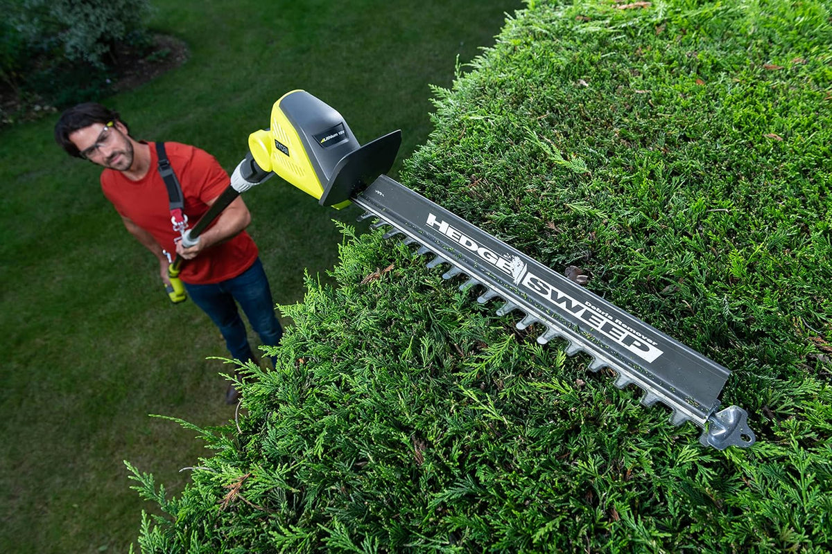 RYOBI - Cortasetos con Pértiga Sin Cable 18V One+ - Cuchillas 45cm - Trabajos de Largo Alcance - Se Entrega con 1 Funda, 1 Arnés, 1 Extensión - OPT1845 - Sin Batería ni Cargador