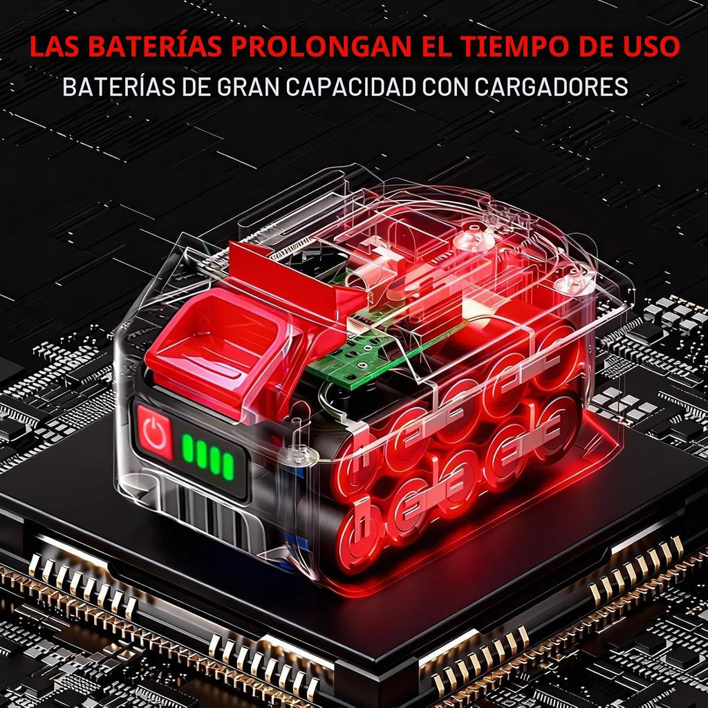 ONEVAN Fresadora inalámbrica, fresado 30mm, con 3 pinzas y 2x 3,0Ah
