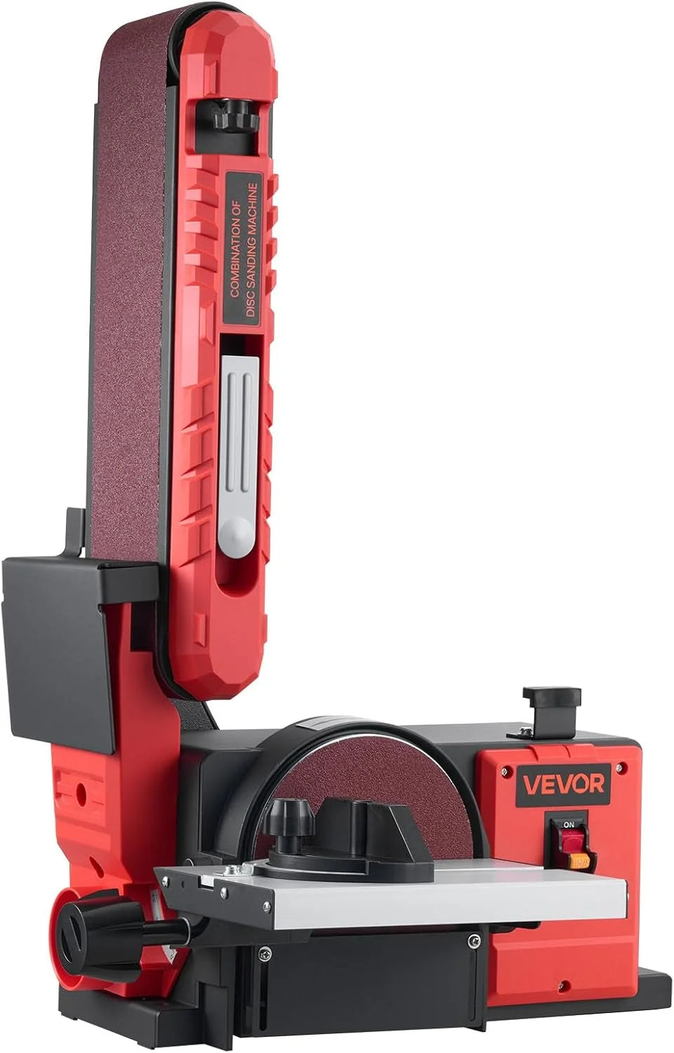 VEVOR Lijadora de Banda y Disco 400 W, con Disco 152,4 mm y Banda 101,6 x 914,4 mm, Mesa de Trabajo Ajustable de 0 a 45° y Puerto de Extracción de Polvo para Carpintería y Afilado de Cuchillos