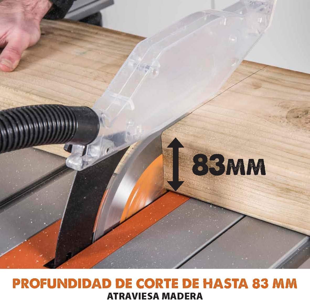 EVOLUTION POWER TOOLS 057-0003 Sierra de mesa multimaterial Rage 5-S, 1500 W, 230 V, 255 mm