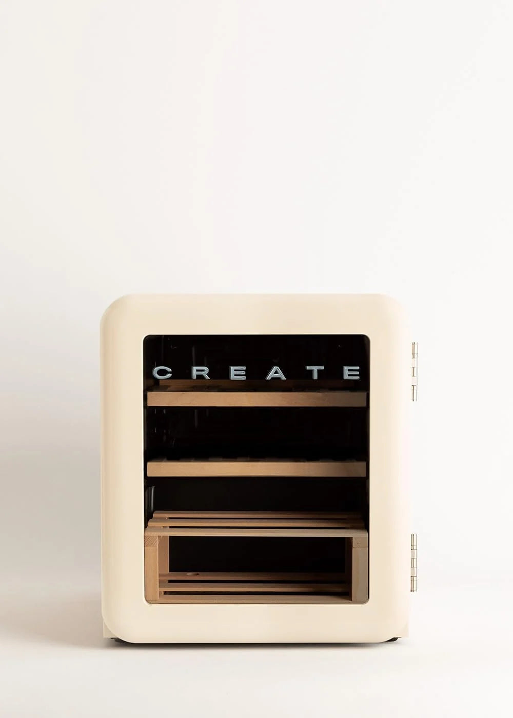 CREATE / WINECOOLER Retro M/Vinoteca eléctrica de 12 Botellas Blanco Roto/Diseño Retro, Temperatura Regulable, 48L, Botellas 75cl, Eco Friendly, 44x47,5x50 cm