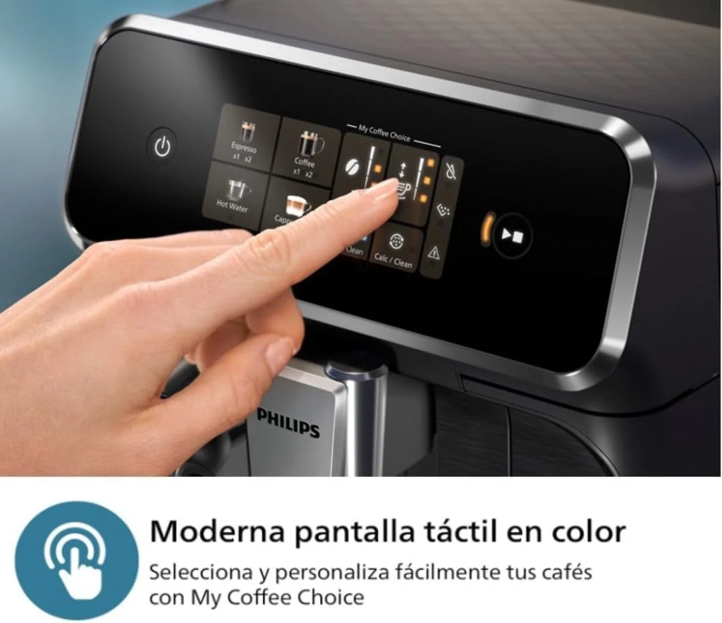 PHILIPS 2300 Cafetera Superautomática LatteGo, 4 bebidas, Negro Mate