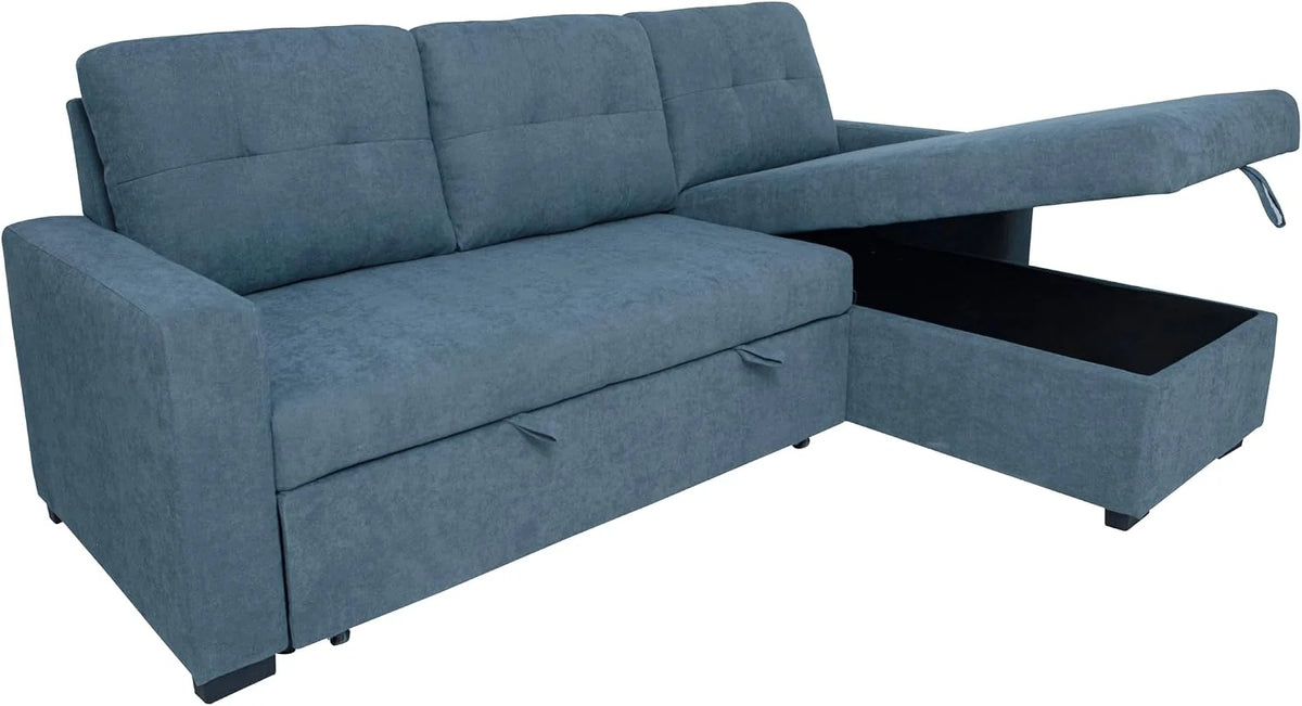 MUEBLIX.COM - Ojuel 3 Seater Chaiselongue Sofa, Interchangeable Chaiselong, Padded Seats and Backrest, Chaise Lounge Sofa Bed with Arcon, Modern Living Room Sofas, Grey