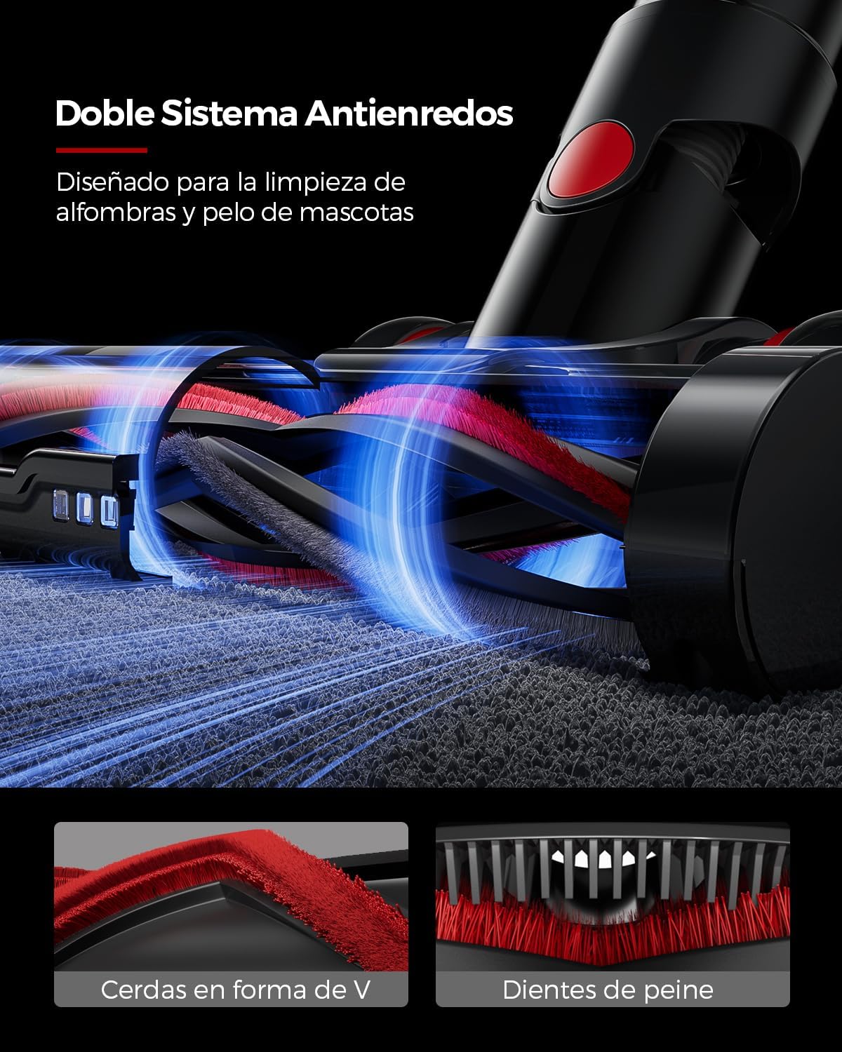 VACTechPro Aspiradora sin Cable, Escoba Aspirador sin Cable, Morado y Rojo