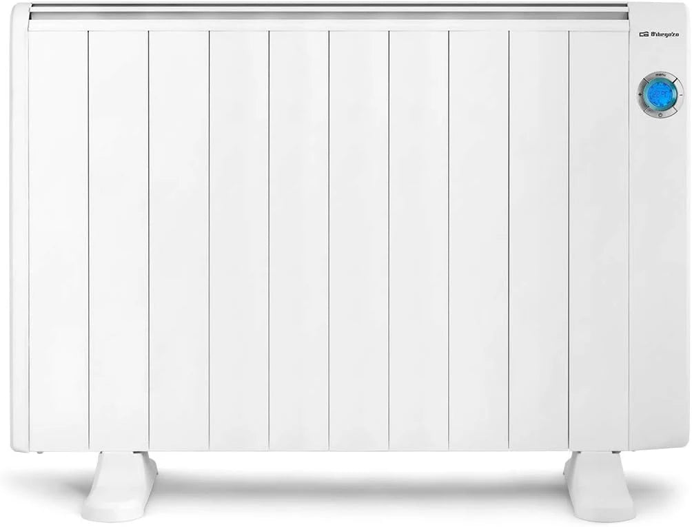 Orbegozo RRE 1810, Emisor Térmico Bajo Consumo, 1800 W, 10 Elementos reales, Aluminio, mando a distancia, Funcionamiento Programable, Pantalla Digital LCD, pared o pie, color Blanco