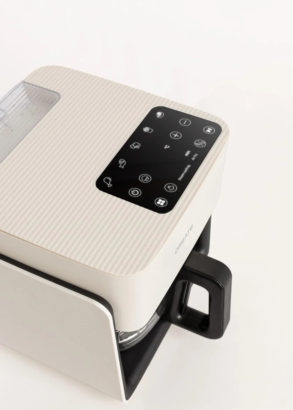 CREATE/AIR FRYER STUDIO CRYSTAL/Freidora sin aceite 4.2 L con vaporizador de agua blanco roto/Capacidad 5-6 raciones, 6 programas, bandeja de cristal, control de tiempo y tempertura, 1300W