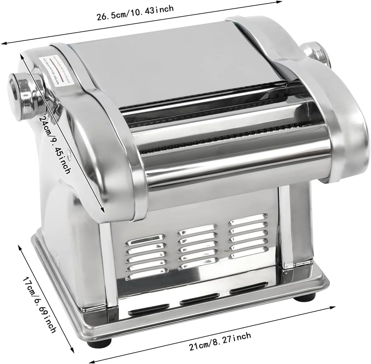 Máquina de pasta eléctrica de 3 cuchillas, acero inoxidable, máquina de pasta de 135 W, máquina para pasta con ajuste de espesor de 8 etapas para hacer espaguetis, lasaña, ravioli, Bola de masa