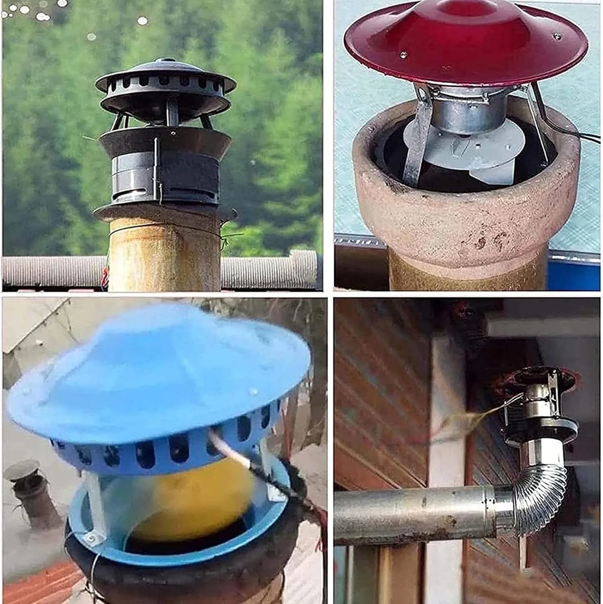 Ventilador de escape de chimenea de 100 W/120 W, evacuador de humo, ventilador de chimenea, inductor de corriente de aire para un flujo de aire eficiente, adecuado para chimeneas y chimeneas (1 unidad