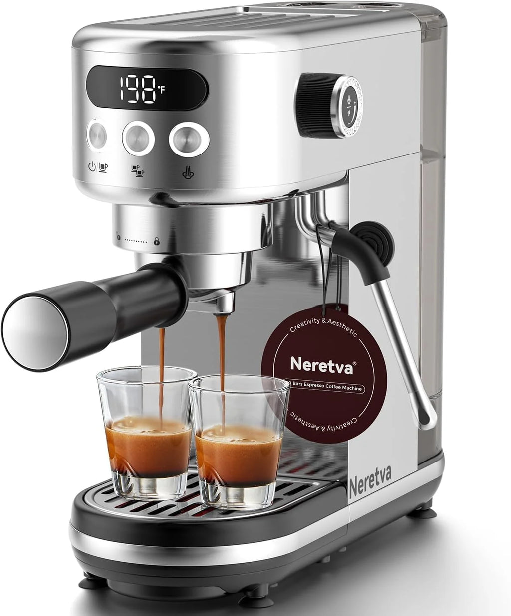 Neretva 20 Bar Cafetera Ultracompacta Cafetera Espresso de Acero Inoxidable