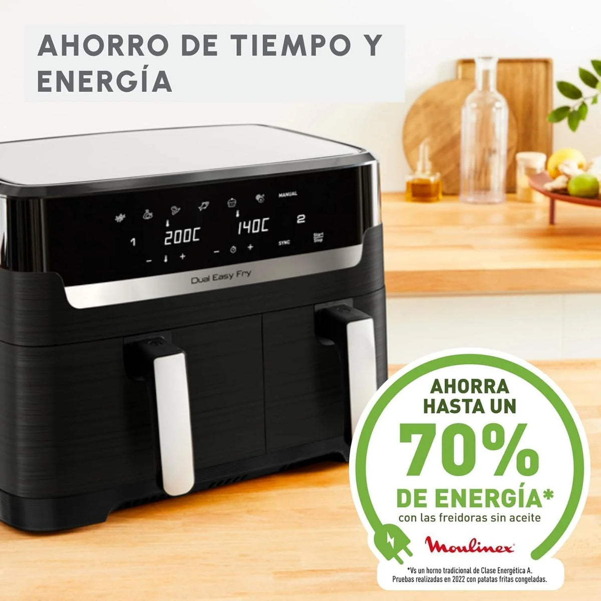 Moulinex Dual Easy Fry 8,3L, Freidora de aire con doble cesta