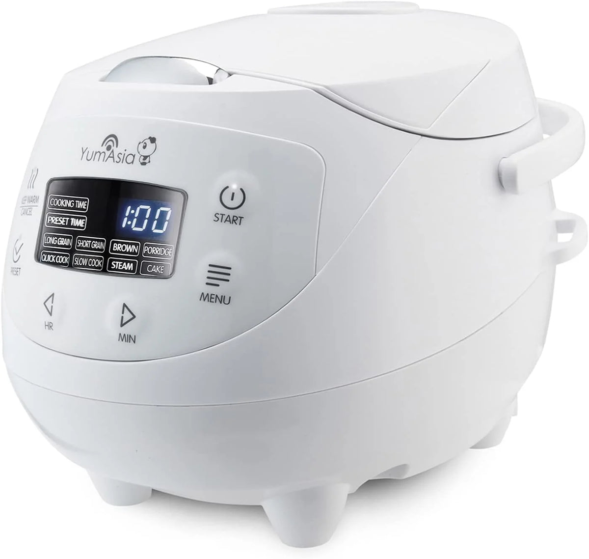 Yum Asia Panda Mini arrocera con cuenco de cerámica Ninja y lógica difusa avanzada (3,5 tazas, 0,63 litros) 4 funciones de arroz, 4 funciones de multicocina 220-240V (Arctic White)