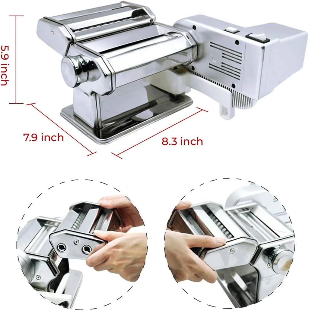 Shule - Máquina de pasta eléctrica con motor automático con manivela y rodillos multifuncionales