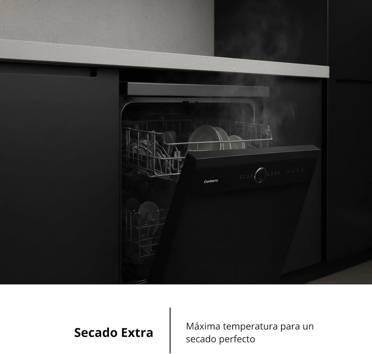 Corberó - Lavavajillas 60 cm Excellence | CLVM7725B | 14 Cubiertos | 6 Programas | 4 Temperaturas | Display LED | Función Auto Apertura | Negro