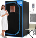 SereneLife SPA portátil infrarrojo de tamaño Completo para el hogar. Sauna para una Persona con Almohadilla calefactora para los pies y Silla plegable