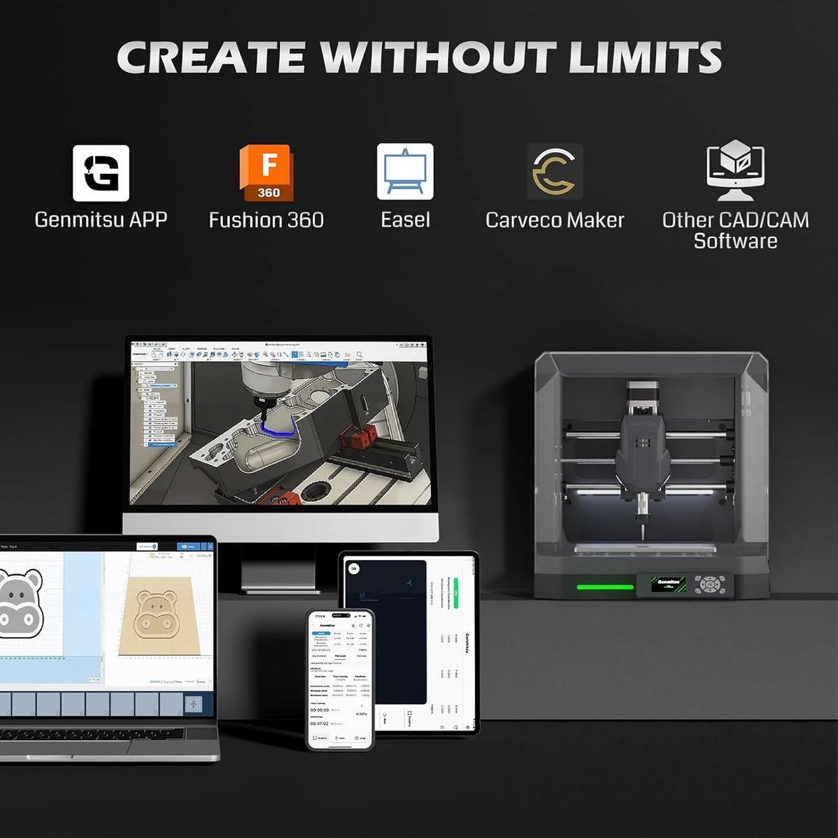 Genmitsu Cubiko Fresadora CNC para PCB, Control WiFi, Sondeo Automático Z