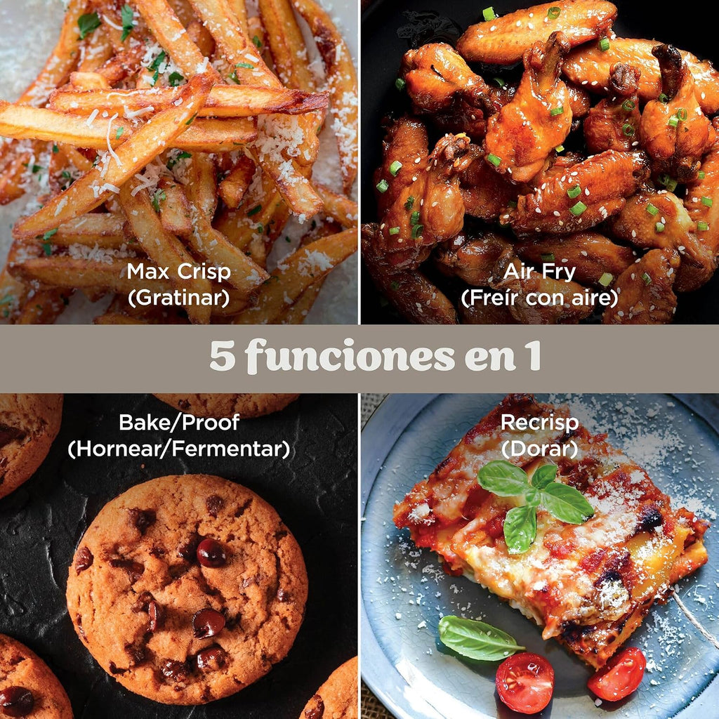 Ninja CRISPi PRO XL, Freidora de Aire con 2 Recipientes, Dorado Piedra