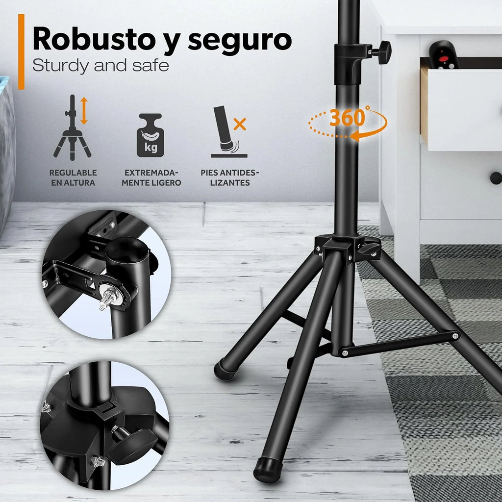 TRESKO Infrared Heater for Terrace | 2500W + Remote Control | Radiant Heater with 3 Temperatures | Electric Radiator for Outdoor and Indoor | Heater with Adjustable Height (Black)