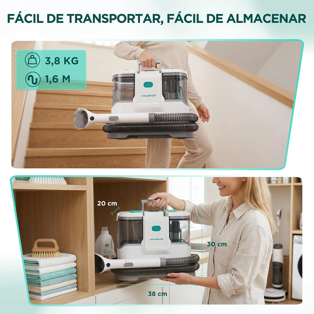HAUSHOF Limpiador de Tapicerías 24V, Aspirador de Tapicería Inalámbrico