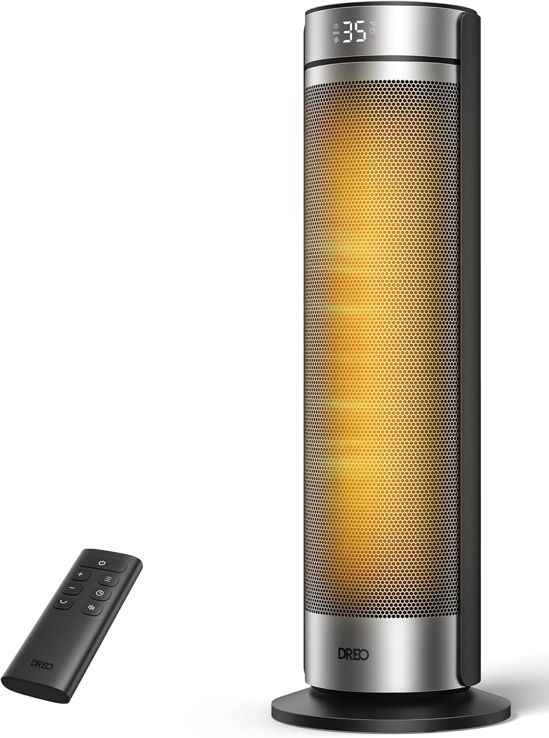 DREO Tower Heater 23 Inches 2000W Quiet, Portable Stove with Remote Control, 70° Oscillation, 12H Timer, 5 Modes, PTC Ceramic Heater with Thermostat for Office and Room