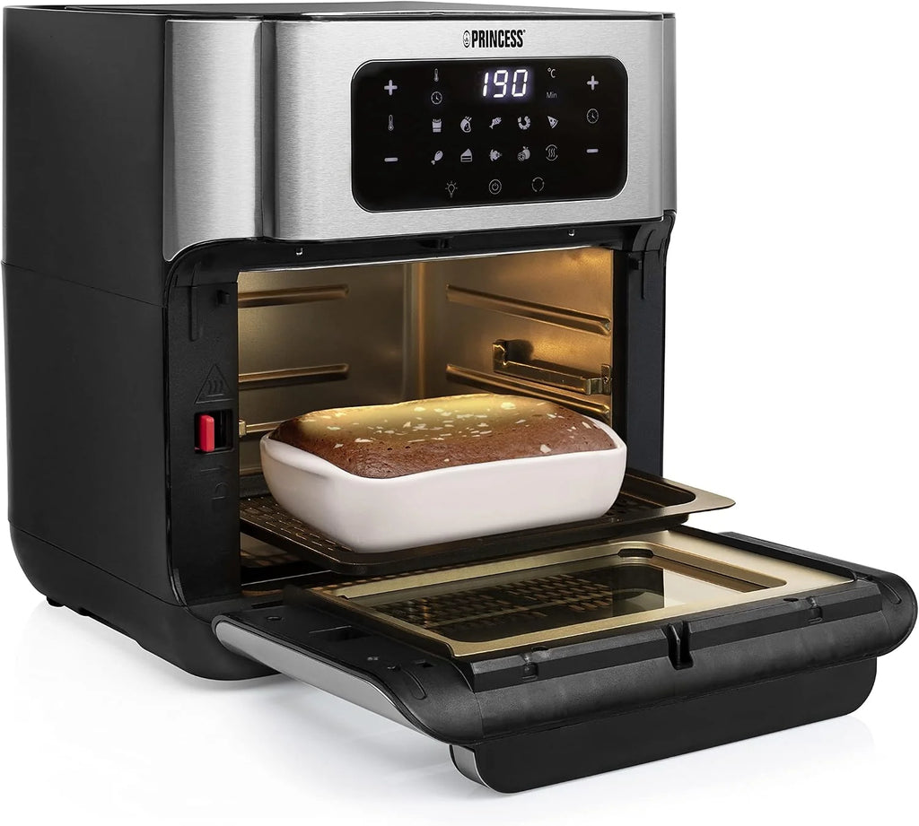 Princess Freidora sin Aceite Horno 10 L con Cesta Giratoria, Airfryer con Convección, 10 Programas, Pantalla Táctil Digital, Acero Inoxidable, Hasta 66,7% Ahorro Energético, 1500 W, 182065