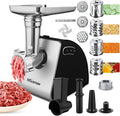 Nictemaw Picadora de Carne Eléctrica, 2000W Max,4 in 1 Salchicha y Máquina Picadora Carne,Máquina Hacer Galletas, Maquina Ensaladas,máquina cortar cubitos, Cuerpo Acero Inoxidable