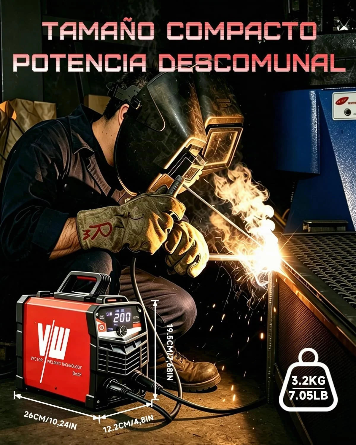 VECTOR WELDING Soldador de Electrodos MMA 200A, Máquina de Soldar Inverter