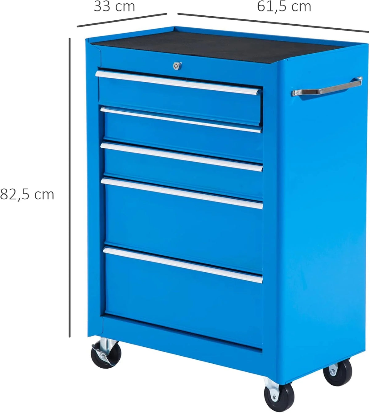 HOMCOM Carro Caja de Herramientas Taller Movil 5 Cajones 4 Ruedas Azul