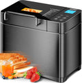 Panificadora de 710 W, 1 kg, de cuarzo, acero inoxidable, con sartenes de cerámica, 17 en 1 con dispensador de ranura automática, 2 remos, 3 tamaños de pan y 3 colores para hornear, sin gluten