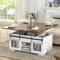 VOWNER Mesa de Centro Elevable, Mesa Extensible, Multifuncional 3 en 1 con Almacenamiento Oculto - Comedor, Convertible, Estilo Granja, Nogal