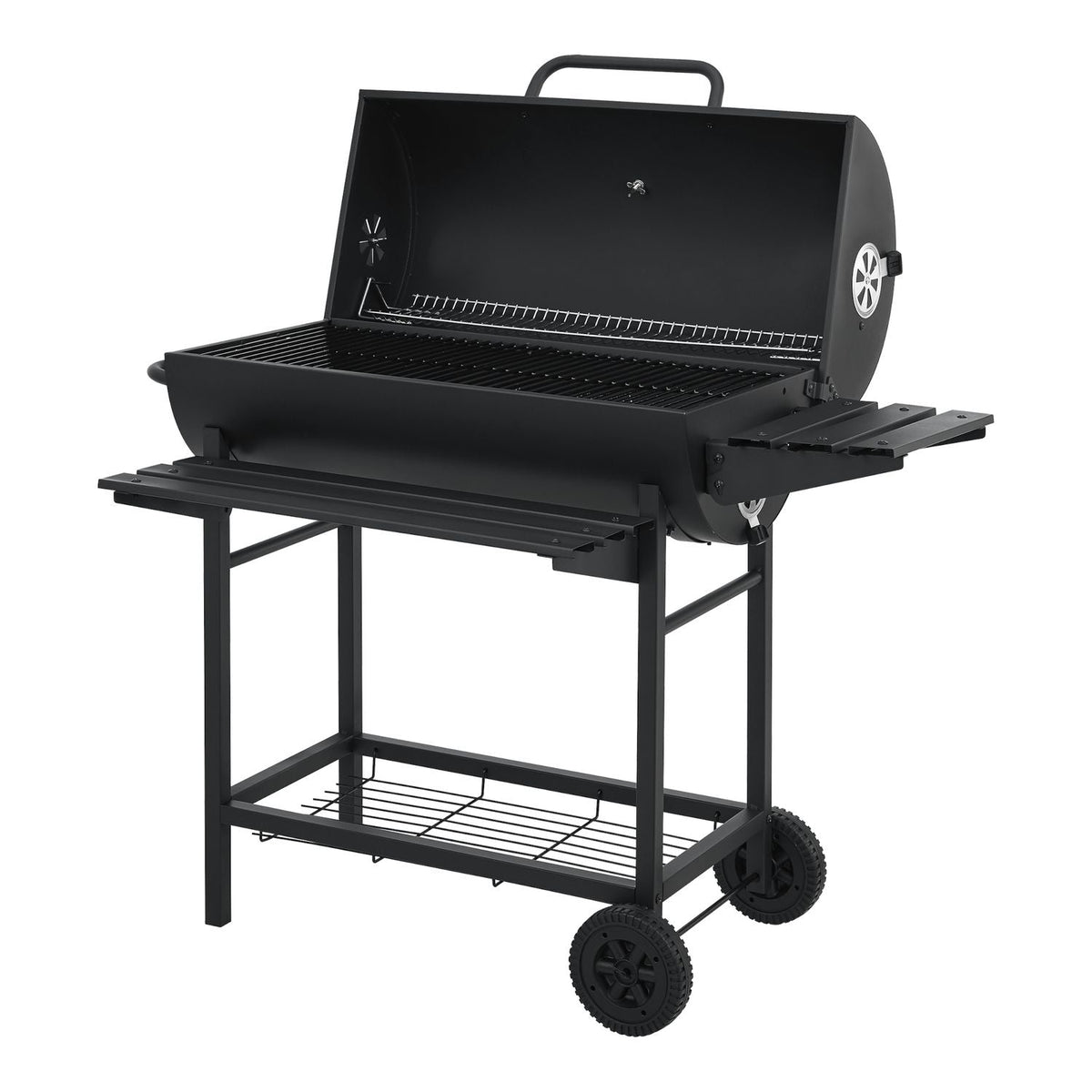 Barbacoa De Carbón Armento Con 2 Ruedas Termómetro Acero - Negro [casa.pro]