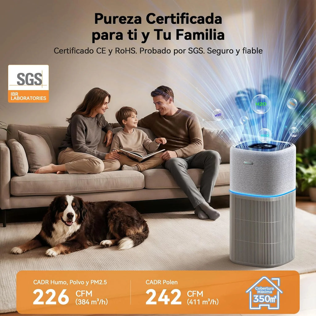 Redkey P3 Purificador de Aire, Purificador para Alergias y Mascotas para Habitaciones Hasta 100 m² | CADR 1000 m³/h Filtro True HEPA, elimina el 99,97% de Polen, Moho, Olores, Polvo, ultrasilencioso