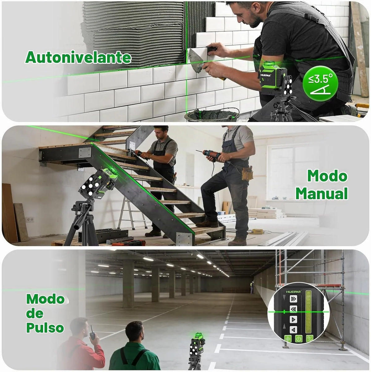 Huepar 703TR Nivel Láser con Alineación Automática, Rotación en Punto Fijo