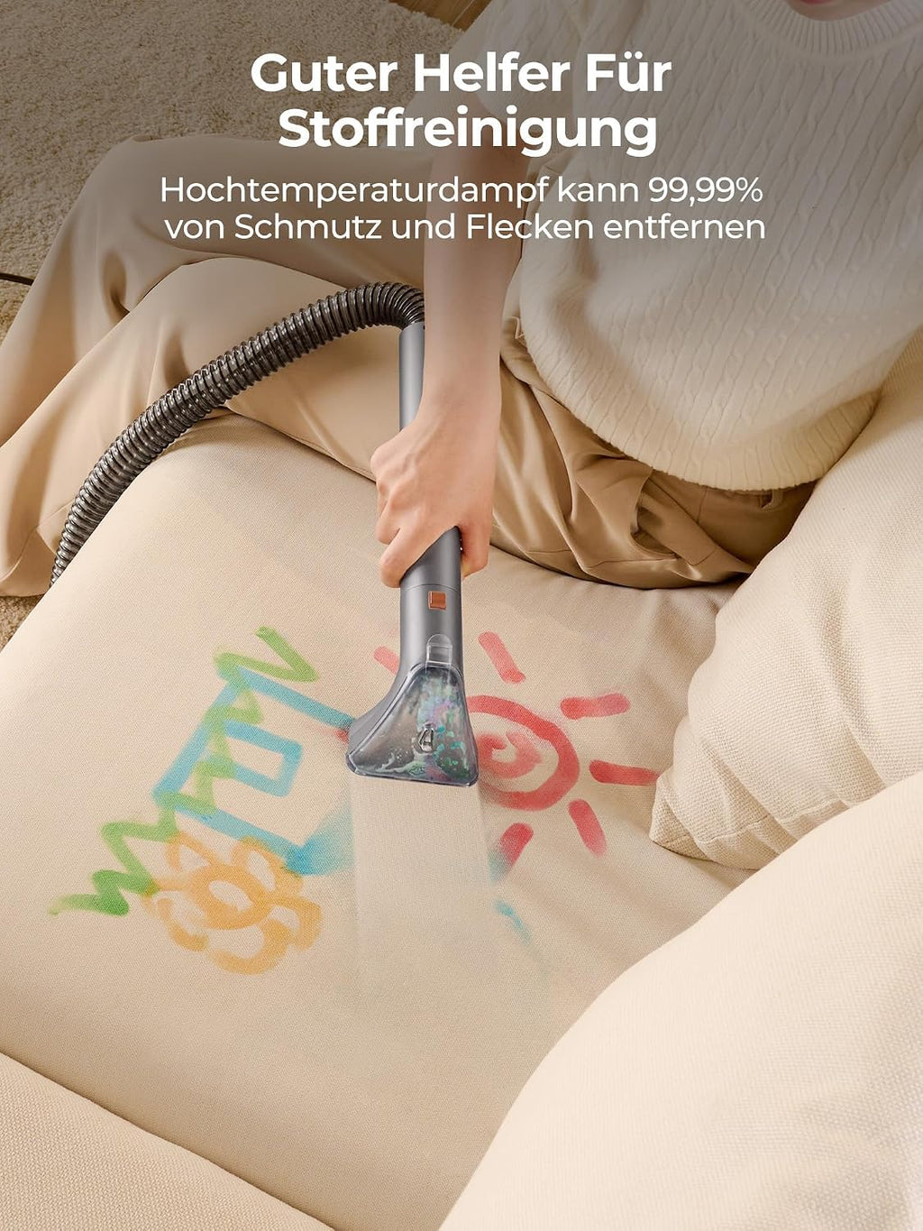 Uwant B400 - Limpiador de vapor para tapicería, 18 kpa, limpiador de alfombras, limpiador de alfombras, para manchas y suciedad diarias, con manguera para alfombras, sofá y coche