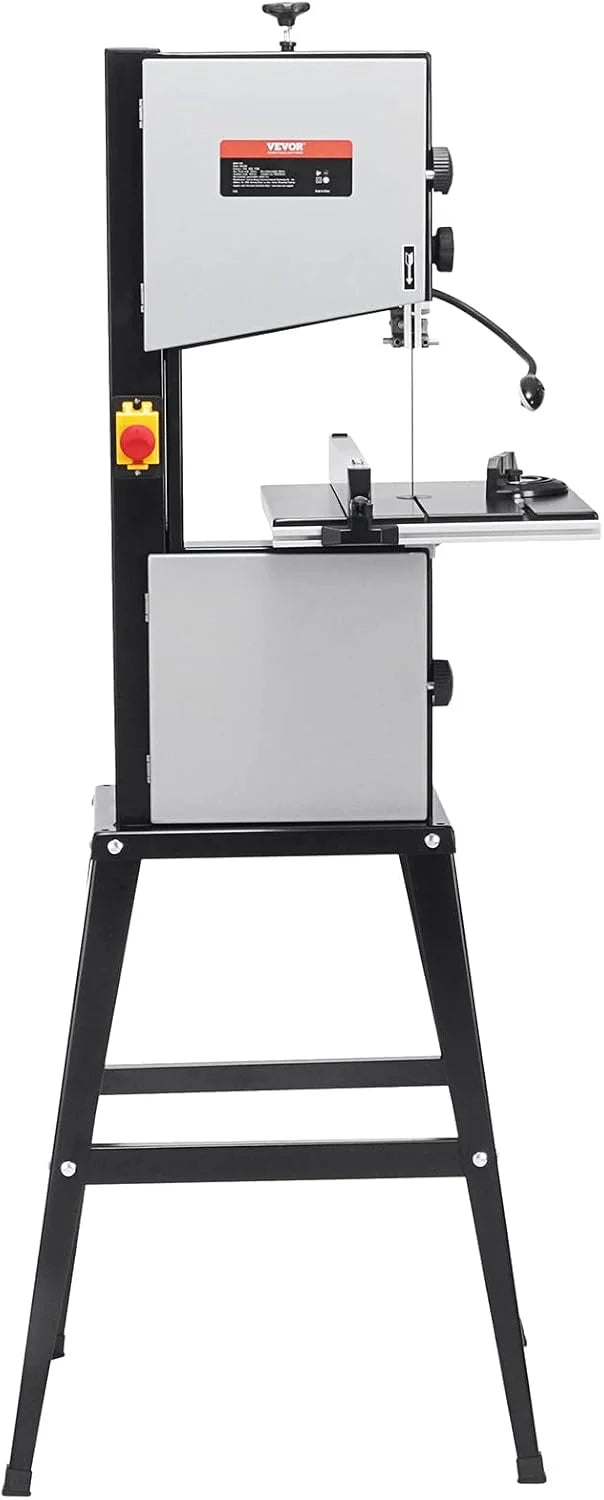 VEVOR Sierra de cinta de banco con soporte, 245 mm, 2 velocidades 506/920 rpm, 370 W, altura de corte 160 mm, longitud de hoja de sierra 1832 mm, guía, medidor de inglete, para trabajo madera