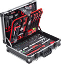 Meister 8971470 - Maletín de herramientas de aluminio (131 piezas, para el hogar, garaje y taller, relleno profesional, caja de herramientas, caja de herramientas, incluye herramientas)