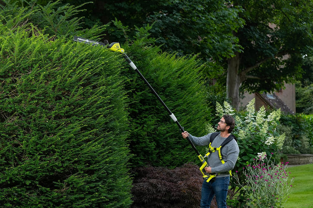 RYOBI - Cortasetos con Pértiga Sin Cable 18V One+ - Cuchillas 45cm - Trabajos de Largo Alcance - Se Entrega con 1 Funda, 1 Arnés, 1 Extensión - OPT1845 - Sin Batería ni Cargador