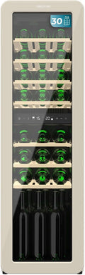 Cecotec Vinoteca 30 Botellas Retro Bolero Grandsommelier Origin Duo 30 Hit Beige. Acabado En Negro Con 2 Zonas De Temp. (5-12ºC, 12-20ºC), Control Led, NoFrost, Estantes Madera, Luz Interior