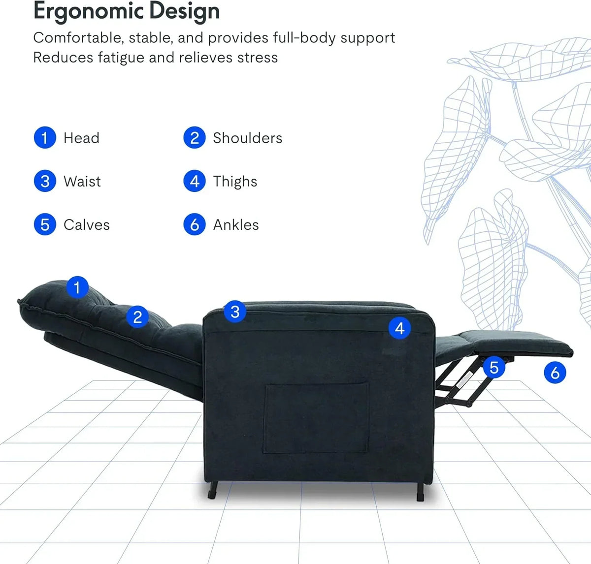 FLEXISPOT Sillón de Relax Eléctrico con Respaldo Ajustable, Reclinable de 105° a 155°, Sillon Reclinable, Sofá Relax Ergonómico Sillón para Dormitorio, Salón y Cine en casa (Gris Oscuro)