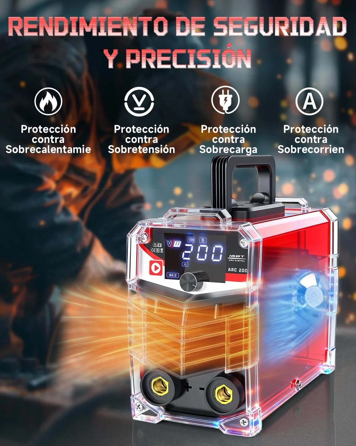 VECTOR WELDING Máquina de Soldar Inverter de Electrodos 200A, Soldadora MMA