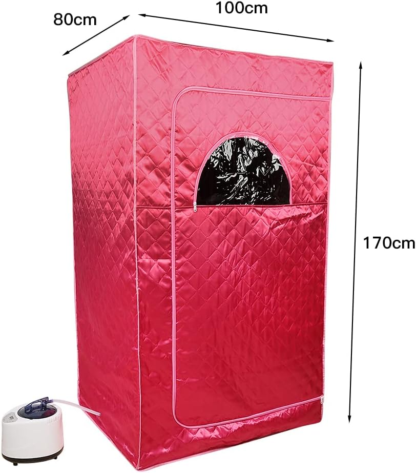 1000 W Sauna completa del cuerpo con cabina de vapor, generador de vapor, mando a distancia, sauna de vapor portátil y plegable, sauna SPA para casa, 100 x 80 x 170 cm, rojo