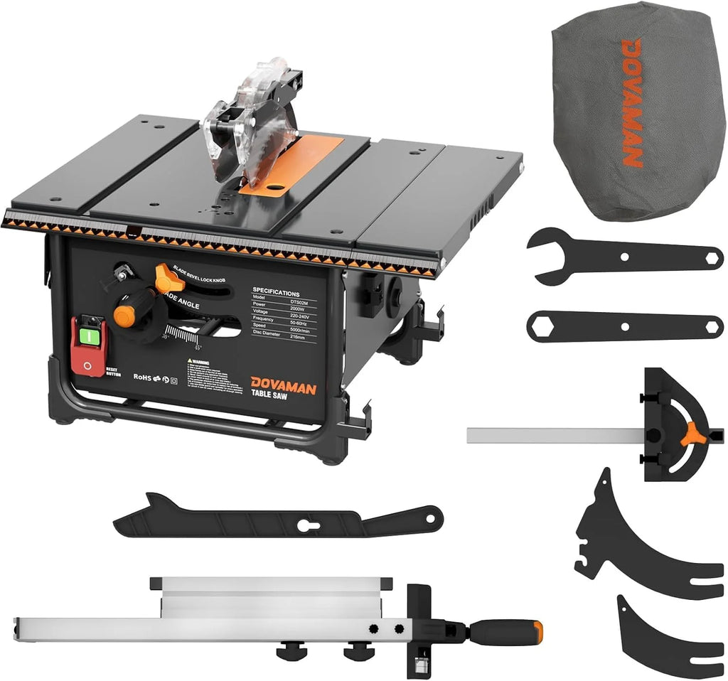 DOVAMAN DTS02M Sierra de Mesa de 2000W para Madera y Bricolaje