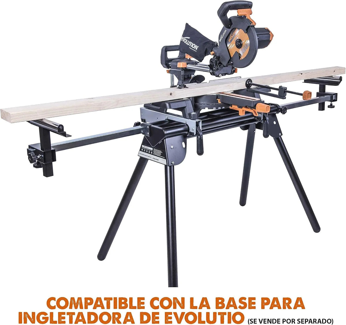 Evolution Power Tools - R210SMS-300+ Ingletadora deslizante multimaterial de 210 mm (230 V), con paquete plus, Corta acero dulce, aluminio, plástico, madera con clavos incrustados