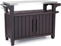 2025 Carro móvil de patio Keter Unity XL – Mesa de cocina exterior resistente a la intemperie con superficie de trabajo de acero inoxidable, espacio de almacenamiento con cerradura y accesorios