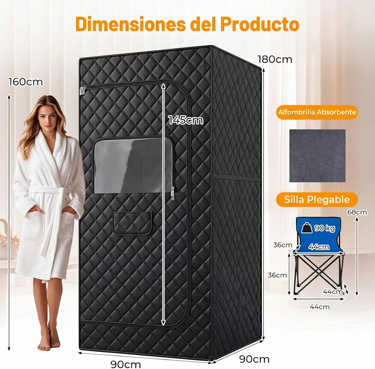 COSTWAY Tienda para Sauna de Infrarrojos con Silla Plegable